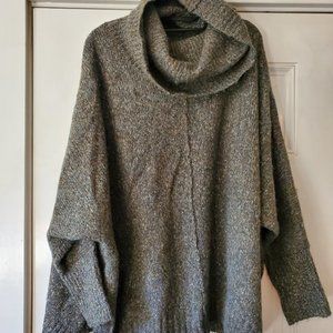 Green Cowl Neck Balloon Sleeve Sweater